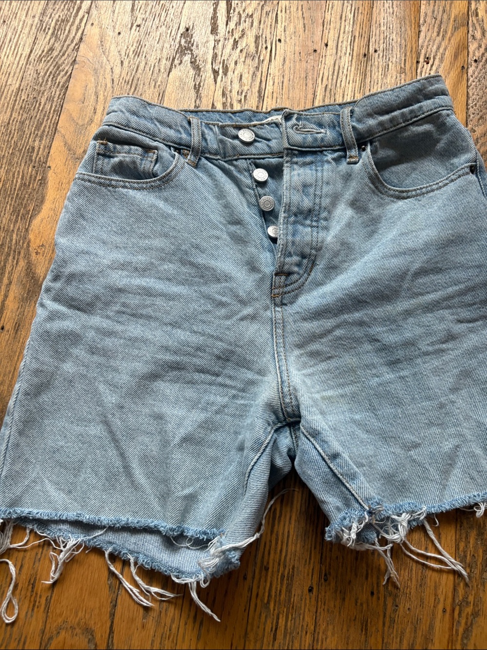 PacSun Light Blue Button-Front Denim Cutoff Shorts